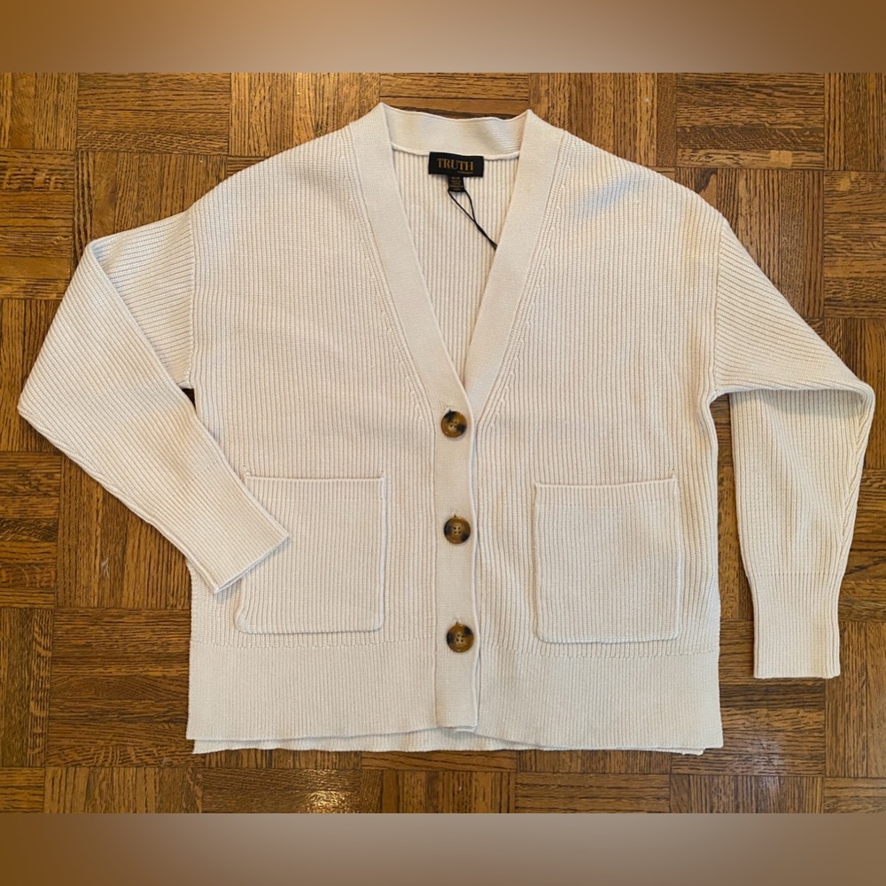Truth by Republic Ribbed Button Front Cardigan